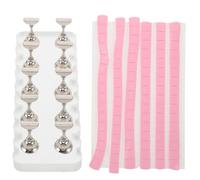 TOVINANNA Support D'entraînement pour Nail Art en Acrylique avec Base Rectangulaire Élégante, 10 Pions en Métal et 96 Points D'argile pour Pratique Précise en Salon ou Formation