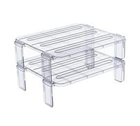 TOVINANNA Support Empilable Transparent 2 Pièces pour Étagère Cuisine et Réfrigérateur Rangement Coulissant pour Placards et Articles Divers