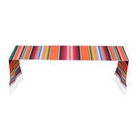 TOVINANNA Tapis de Table Mexicain Coloré Arc-en-Ciel 35x213 Cm en Coton 200g Tapis Décoratif Rayé Bohème pour Salon Nappe de Bureau Créative et Polyvalent