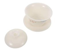 TOVINANNA Tasse à Thé Gongfu Chinoise en Porcelaine à Motifs Floraux Bol à Thé avec Couvercle et Soucoupe Traditionnel Conserve la Chaleur Dégustation Quotidienne