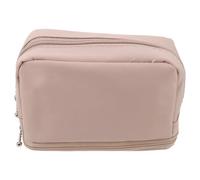 TOVINANNA Trousse de Maquillage de Voyage Compacte en Nylon Résistant, Étui Multifonction Compartiments Séparés pour Pinceaux et Cosmétiques, Pochette Portable Rose Poudré pour Organiser