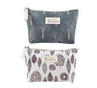 TOVINANNA Trousse de Maquillage Imprimée Lot de 2 Toile Multifonctionnelle Compacte pour Voyage Pochettes de Rangement