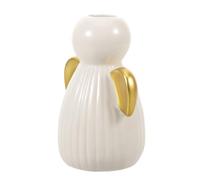 TOVINANNA Vase en Céramique Blanc Platine D’Ange Sculptural Petit Vase Décoratif pour Étagère ou Centre de Table Décoration Intérieure Baptême et Mariage Finition Émaillée Facile à