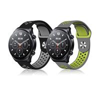 ToVioc 2 Pièces Bracelet Compatible avec Xiaomi Watch S4/S4 Sport/5/Redmi Watch 5 Active, 22mm Bracelet de Sport en Silicone pour Amazfit Bip 6/Balance 2/Active Max - Gris Noir + Jaune Gris