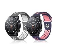 ToVioc 2 Pièces Bracelet Compatible avec Xiaomi Watch S4/S4 Sport/5/Redmi Watch 5 Active, 22mm Bracelet de Sport en Silicone pour Amazfit Bip 6/Balance 2/Active Max - Rose Bleu + Blanc Gris