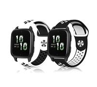 ToVioc 2 Pièces Bracelet Sport Silicone pour Garmin Vivoactive 6/Vivoactive 5/Forerunner 570 42mm/Forerunner 165, 20mm Respirant Sangle Bracelet pour Garmin Approach J1/S44 - Blanc Noir + Noir Blanc
