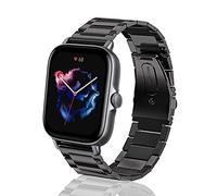 ToVioc 20mm Bracelet Compatible avec Amazfit Active 2 Square/2/1, Bip 3/3 Pro, Élégant et Gentleman Bracelet Rechange Réglable en Acier Inoxydable pour Amazfit GTS 4/4 Mini/3/2/2e/2 Mini - Noir