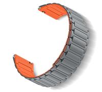 ToVioc 20mm Bracelet silicone pour Amazfit Active 2 Square/2/1, Bip 3/3 Pro, bracelet remplacement réglage magnétique pour Amazfit GTS 4/4 Mini/3/2/2e/2 Mini - Gris Orange