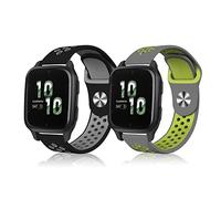 ToVioc 20mm Bracelet Sport Silicone pour Garmin Forerunner 570 42mm/165/165 Music, Respirant Sangle pour Garmin Vivoactive 6/5/3/3 Music, Approach S44/S50/S40/S42 - Gris Noir + Jaune Gris