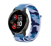 ToVioc 20mm Nylon Bracelet Compatible avec Garmin Venu Sq/Venu 2 Plus, Ajustable Sport Bracelet Élastique Hommes et aux Dames pour Garmin Vivoactive 3/Forerunner 245/645 Music/GarminMove Sport - Bleu