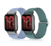 ToVioc 20mm Nylon Bracelet pour Amazfit Active 2 Square/2/1, Bip 3/3 Pro, Ajustable Élasticité Respirant Sports Remplacement pour Amazfit GTS 4/4 Mini/3/2/2e/2 Mini - Bleu Pierre & Cactus