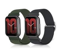 ToVioc 20mm Nylon Bracelet pour Amazfit Active 3 Premium/2 Square/2/1, Bip 3/3 Pro, Ajustable Élasticité Respirant Sports Remplacement pour Amazfit GTS 4/4 Mini/3/2/2e - Olive Verte & Gris