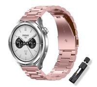 ToVioc 22mm Bracelet Métal pour Xiaomi Watch 5/2/2 Pro/S5/S4/S3/Mi Watch | Élégant et Gentleman Bracelet Rechange Acier Inoxydable pour Amazfit Balance Ultra/Balance 3/T-Rex 3 Pro 48mm - Rose