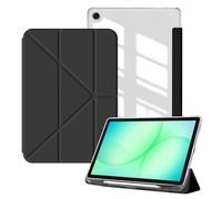 [ToVioc] 8.7" Coque pour Samsung Galaxy Tab A11 2025/A9 2023, Housse Cuir PU Support + Dos Transparent (TPU & PC), Etui Slim avec 4 Angles d’Inclinaison pour Galaxy Tab A11/A9 - Noir