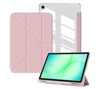 ToVioc 8.7" Coque pour Samsung Galaxy Tab A11 2025/A9 2023 - Rose | Housse Cuir PU Support + Dos Transparent (TPU & PC), Etui Slim avec 4 Angles d’Inclinaison pour Samsung Galaxy Tab A11/A9