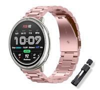 ToVioc Bracelet Compatible avec Amazfit Active 3 Premium/Active 2 Square/Active2/Bip 3, 20mm Élégant Gentleman Bracelet Rechange en Acier Inoxydable pour Garmin Vivoactive 6/Approach J1 - Rose