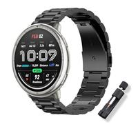 ToVioc Bracelet Compatible avec Amazfit Active 3 Premium/Active 2 Square/Active2/Bip 3, 20mm Élégant Gentleman Bracelet Rechange en Acier Inoxydable pour Garmin Vivoactive 6/Approach J1 - Noir