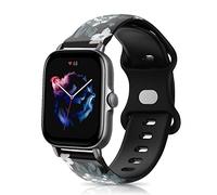 ToVioc Bracelet Compatible avec Amazfit GTS 4 Mini/GTS 4/GTS 2 Mini, 20mm Bracelet en Silicone Imprimé Compatible avec Amazfit Bip 3/Bip 3 Pro - Gris