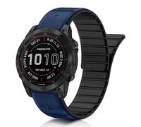 ToVioc Bracelet pour 47mm of Garmin Fenix E/Fenix 8 Pro/Tactix 8/Quatix 8, Bracelet QuickFit 22mm Silicone Magnétique pour Garmin Quatix 7 Pro/6/6 Titanium, Descent G2 - Bleu & Noir