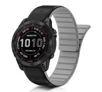 ToVioc Bracelet pour 47mm of Garmin Fenix E/Fenix 8 Pro/Tactix 8/Quatix 8/D2 Mach 2, Bracelet QuickFit 22mm Silicone Magnétique pour Garmin Quatix 7 Pro/6/6 Titanium, Descent G2 - Noir & Gris