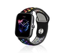 ToVioc Bracelet Sport Silicone Compatible avec Amazfit Active 2 Square/2/1, Bip 3/3 Pro, 20mm Respirant pour Amazfit GTS 4/4 Mini/3/2/2e/2 Mini - Noir