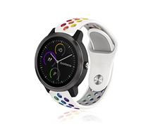 ToVioc Bracelet Sport Silicone pour Garmin Vivoactive 6/Vivoactive 5/Forerunner 570 42mm/Forerunner 165, 20mm Respirant Sangle Bracelet pour Garmin Approach J1/S44 - Blanc