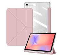 ToVioc Coque pour Samsung Galaxy Tab S10 Lite/S10 FE/S9 FE 10.9" - Rose | Housse Cuir PU Support + Dos Transparent (TPU & PC), Etui Slim avec 4 Angles d’Inclinaison pour Samsung Galaxy Tab S9 11"