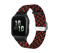 ToVioc Nylon Bracelet Compatible avec Garmin vivoactive 5 / vívomove Trend/Garmin Venu Sq 2 music, 20mm Ajustable Élastique Sport Bracelet Hommes et aux Dames pour Garmin Venu 2 Plus - Noir Orange