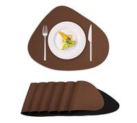 ToVioc Set de Table Lavable Cuir en Similicuir pour Cuisine, Restaurant & Bureau, Antidérapant avec Double Face Bicolores à La Texture Dessous de Table (42,5 x 34 cm, Lot de 6) - Marron&Noir