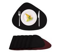 ToVioc Set de Table Lavable Cuir en Similicuir pour Cuisine, Restaurant & Bureau, Antidérapant avec Double Face Bicolores à La Texture Dessous de Table (42,5 x 34 cm, Lot de 6) - Noir&Rouge