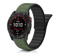 ToVioc Silicone Bracelet pour Garmin Fenix 9 Pro 51mm/9 - Vert & Noir | 26mm QuickFit Silicone Magnétique Bracelet pour Garmin Fenix 8 Pro 51mm/Fenix 8/D2 Mach 2 Pro/D2 Mach 2/Quatix 8/Tactix 8