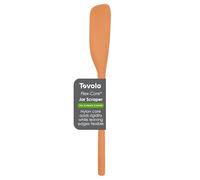 Tovolo Apricot Flex-Core All-Silicone Long-Handled Jar Scraper Spatula, Angled Turner Head, Kitchen Tool With Flat Back & Curved Front for Scooping & Scraping