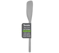 Tovolo Flex-Core Spatule en silicone gris huître - Spatule en caoutchouc à long manche avec tête inclinée pour ramasser et gratter - Spatules résistantes à la chaleur pour une utilisation en cuisine,