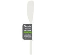 Tovolo Spatule blanche Flex-Core entièrement en silicone à long manche, tête tournante coudée, outil de cuisine avec dos plat et avant incurvé pour ramasser et gratter