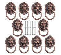 TOVOT 10 Pieces 6.8CM Poignées de tiroir de commode à tête de lion Poignées de tiroir en alliage de zinc Tirettes à anneau avec vis pour meubles