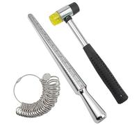 TOVOT 29 Pcs 3 en 1 Multifonction de Cercle Modèles Bijoux Outils kit pour la Confection de Bijoux Ring Sizer Mandrin de Mesure et de bijoutier en Caoutchouc Marteau