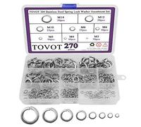 Tovot 304 Lot de 270 rondelles de verrouillage à ressort en acier inoxydable Tailles M3 M4 M5 M6 M7 M8 M10 M12 M14