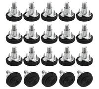TOVOT Pieds de Meuble Reglables 2CM, Pieds de Nivellement pour Chaise de Table, 20 Paires, Noir, Ronde, Métal et Plastique, 2cm x 2.8cm, Maison, Cuisine, Magasins, École, etc.