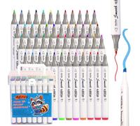 Tovtlan Coffret de 48 marqueurs à double pointe, marqueurs double face avec espaceurs anti-fuites pour la peinture, le dessin, le design, les mangas et les croquis