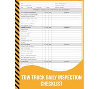 Tow Truck Daily Inspection Checklist: Pre-Operation Safety & Maintenance Record for Tow Trucks and Recovery Vehicles.