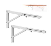tow000ack 2 Pièces Équerre Pliant Étagère,Supports D'étagères Flottants,Lourds Support Console Pliables en Fer,Equerre Etagere Murale pour Garage,Cuisine,Chambre,avec Vis,Blanc (450mm)