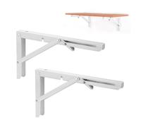 tow000ack 2 Pièces Équerre Pliant Étagère,Supports D'étagères Flottants,Lourds Support Console Pliables en Fer,Equerre Etagere Murale pour Garage,Cuisine,Chambre,avec Vis,Blanc (350mm)