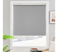 tow000ack Store Enrouleur Occultant sans Cordon pour Fenêtres Portes,avec Système À Ressort,Stores D'intérieur,Imperméable,Rideaux Tissu Gris Isolant Thermique,Largeur x Hauteur (120cm x 90cm)