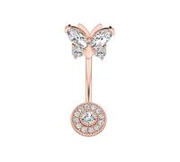 TOWARDSNAN Anneaux de nombril en acier inoxydable avec papillon rond en forme de papillon en zircon pour femme et fille, taille unique, Comme décrit, Comme décrit.