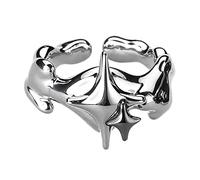 TOWARDSNAN Bague réglable en forme d'étoile irrégulière tendance simple ouverte bijoux punk pour femmes filles, As shown in the figure, Cuivre