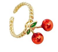 TOWARDSNAN Bague tendance en forme de fraises et cerises - Design réaliste - Bijoux confortables en alliage pour femmes et amateurs de mode, Opening, Métal