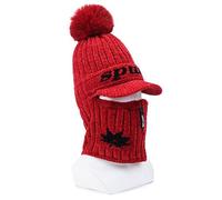 TOWARDSNAN Bonnet d'hiver tricoté 3 en 1, bonnet de ski, cache-cou, couvre-cou, couvre-cou, bonnet chaud pour femme, doublure en polaire, unique, Rouge, taille unique