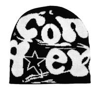 TOWARDSNAN Bonnet tricoté années 2000 - Style vintage - Chaud - Accessoires d'Halloween - Pour lycée - Pour adolescents - Casquette de sport d'hiver, noir/blanc, taille unique