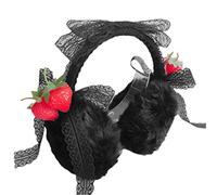 TOWARDSNAN Cache-oreilles motif chats blancs fraises noires mignons cache-oreilles d'hiver pour filles, Fraise noire, taille unique