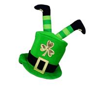 TOWARDSNAN Chapeau haut de forme vert avec jambe de leprechaun 3D pour fêtes de patricks et trèfle sur le thème de la fête nationale irlandaise